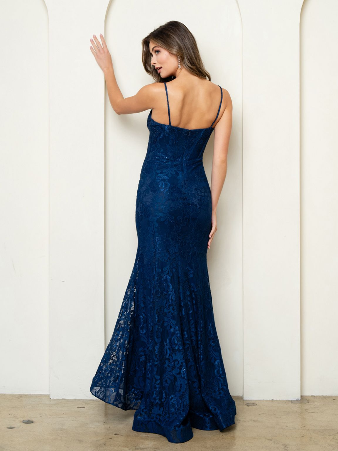 Eva Fashion 5277 Long Formal Corset Lace Evening Prom Dress