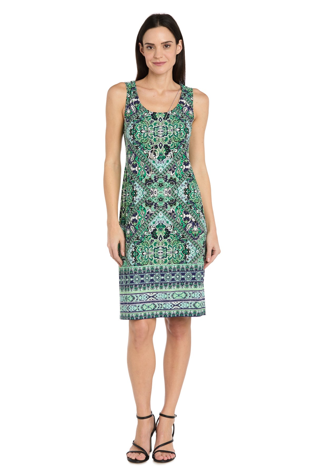 Navy/Green Scoop Knee-Length Jersey Cocktail Two-Piece Jacket Party Dress R&M Richards 5277