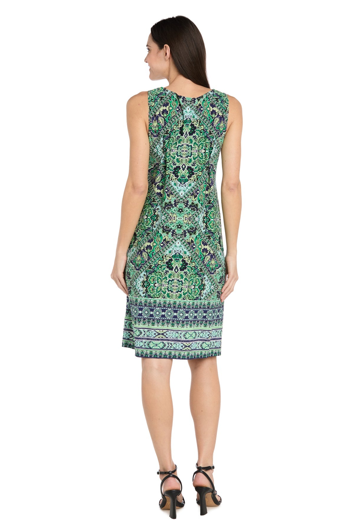 Navy/Green Scoop Knee-Length Jersey Cocktail Two-Piece Jacket Dress R&M Richards 5277P