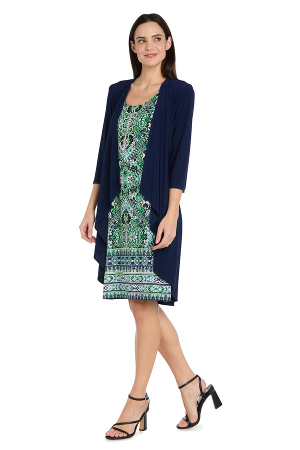Scoop Knee-Length Jersey Cocktail Two-Piece Jacket Dress R&M Richards 5277P