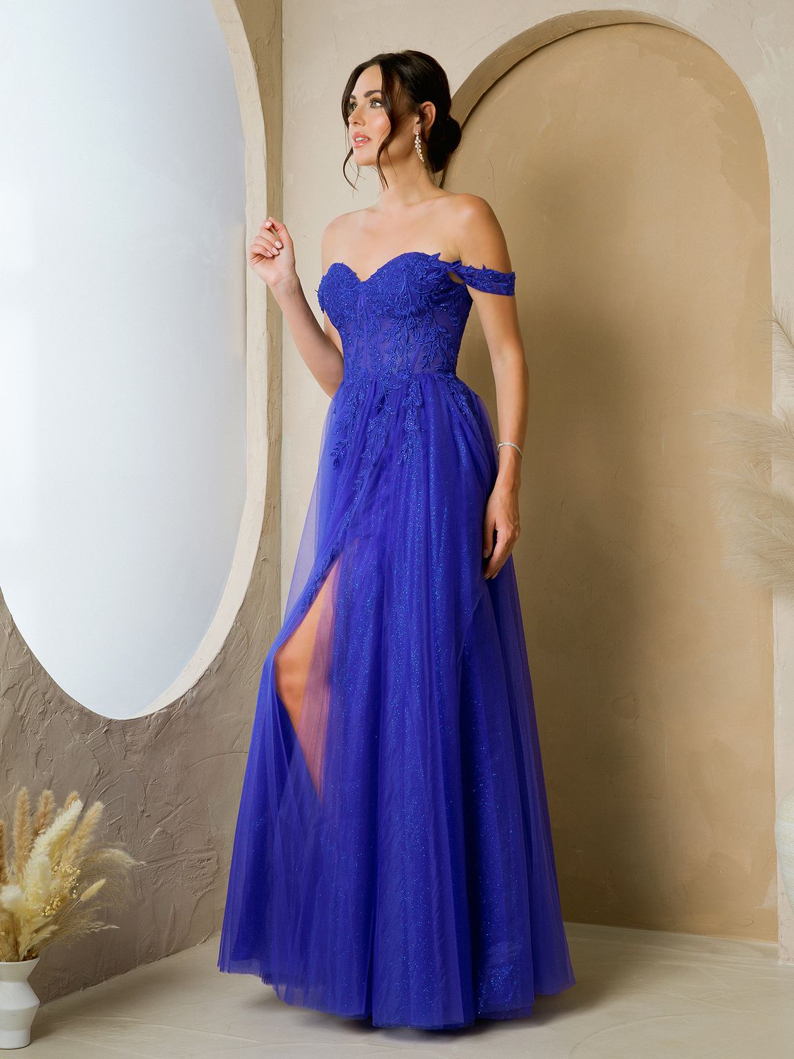 Eva Fashion 5279 Long Formal A Line Slit Prom Dress