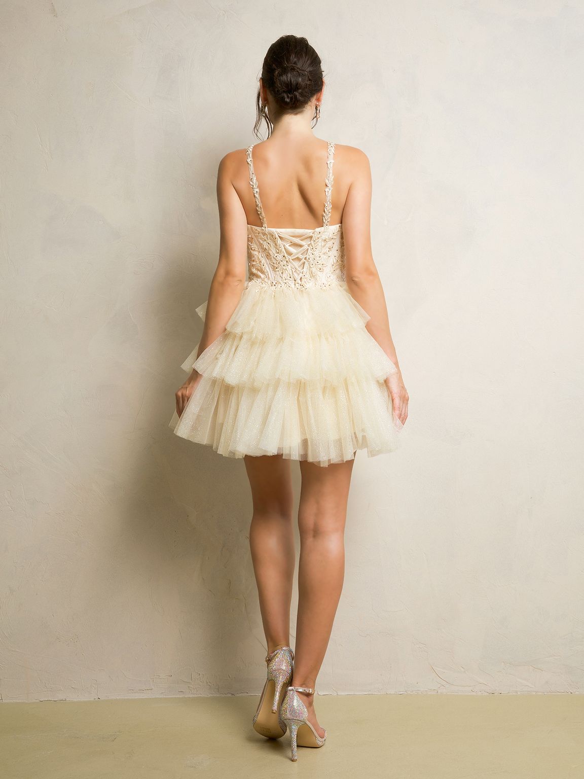 Eva Fashion 5282 Glitter Homecoming Short Corset Prom Dress