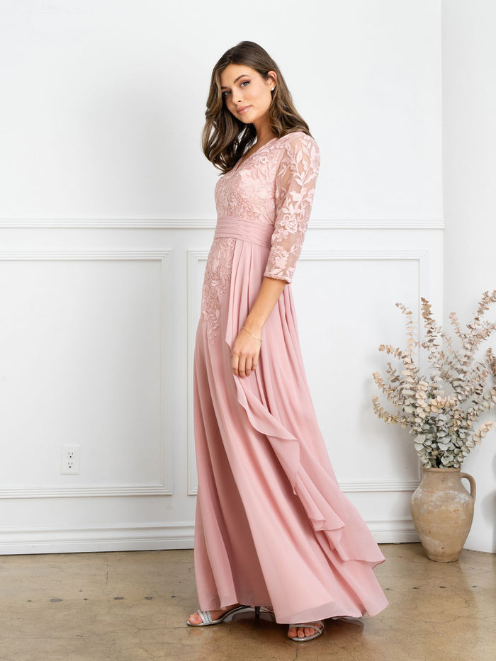 Mother of the Bride Dresses Pleated Long Mother of the Bride Formal Dress Dusty Rose