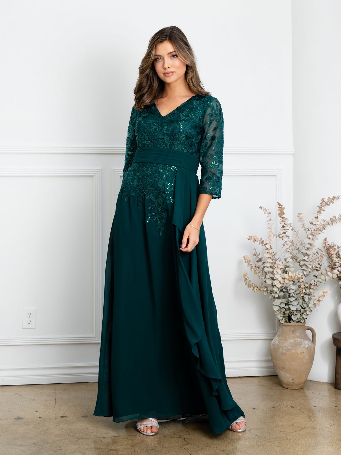 Eva Fashion 5283 Pleated Long Mother of the Bride Formal Dress
