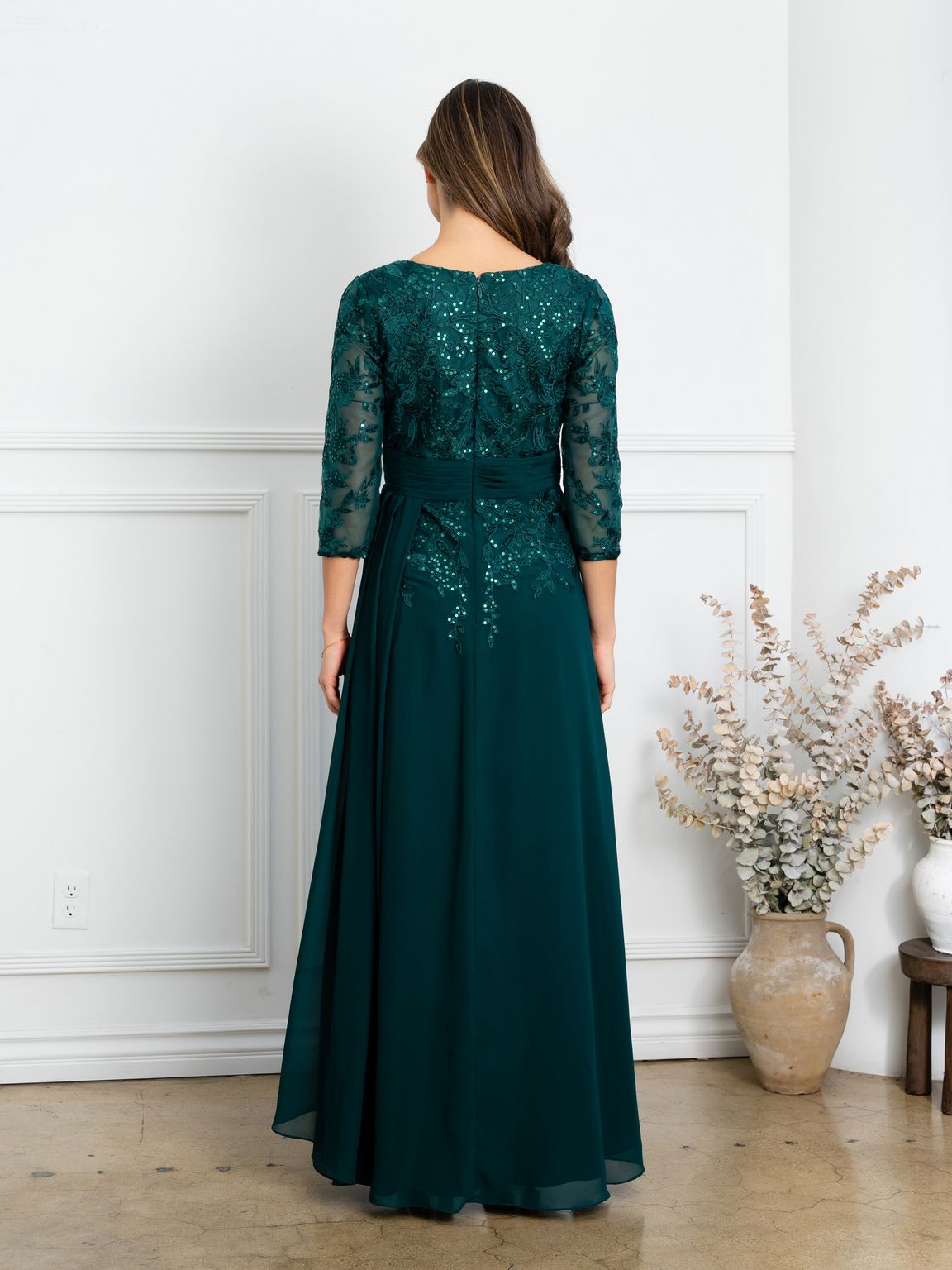 Mother of the Bride Dresses Pleated Long Mother of the Bride Formal Dress Hunter Green