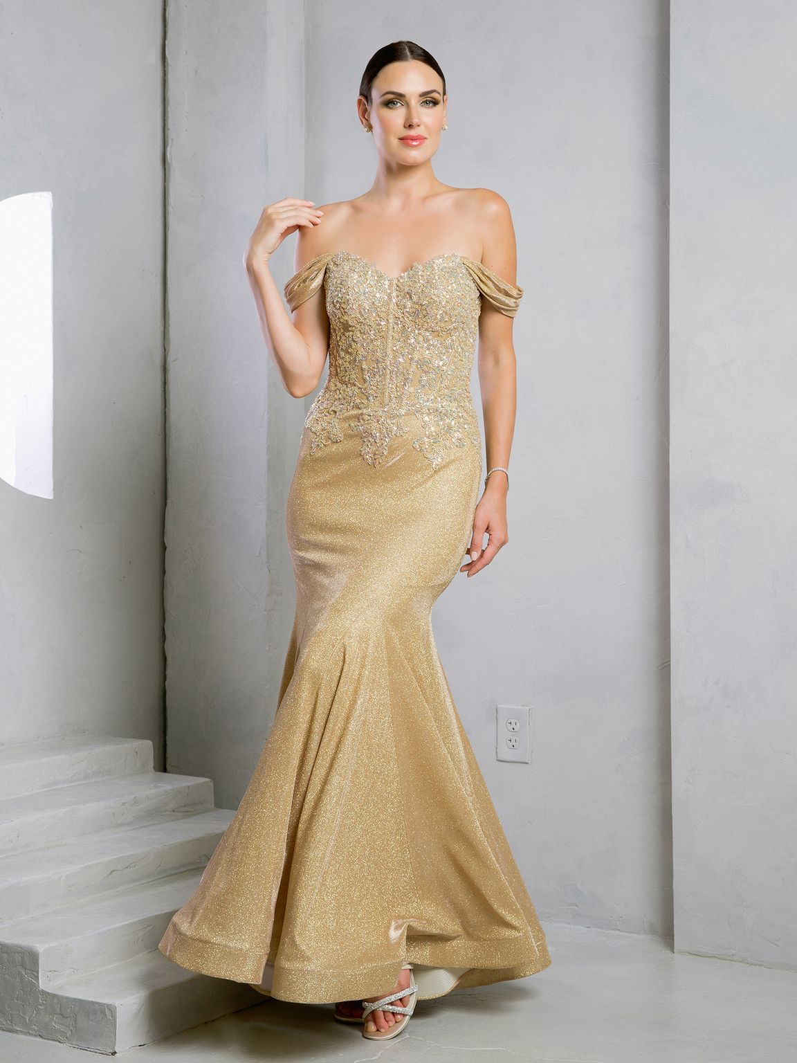 Eva Fashion 5284 Glitter Long Mermaid Formal Beaded Prom Dress