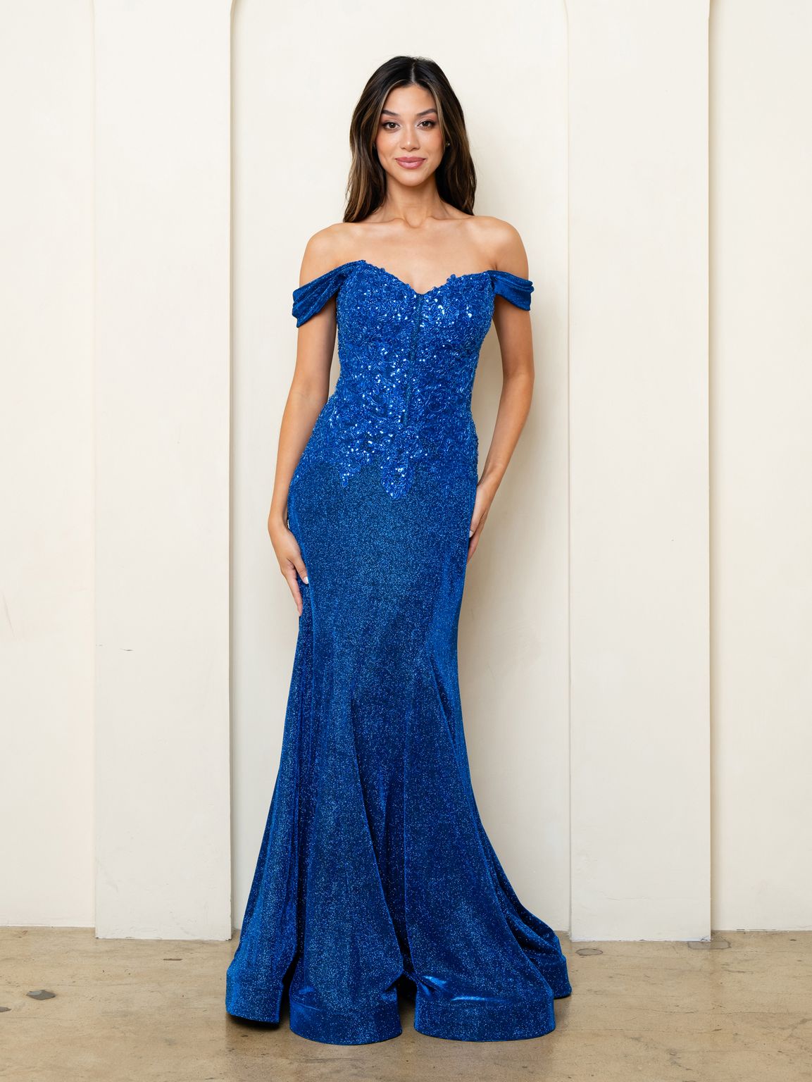 Eva Fashion 5284 Glitter Long Mermaid Formal Beaded Prom Dress