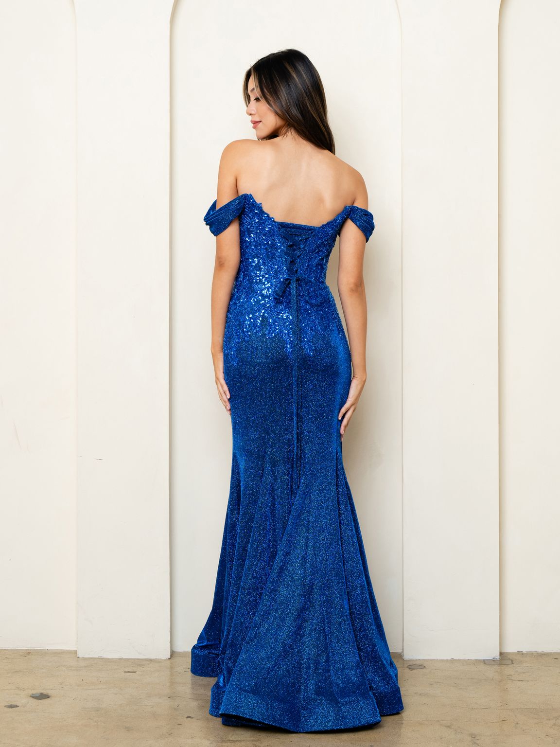 Eva Fashion 5284 Glitter Long Mermaid Formal Beaded Prom Dress