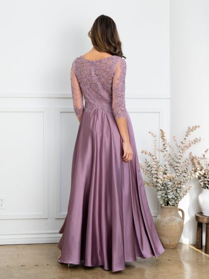 Eva Fashion 5286 Long Formal Mother of the Bride Lace Dress - Mauve / XL Eva Fashion 5286 Long Formal Mother of the Bride Lace Dress - Mauve / XL