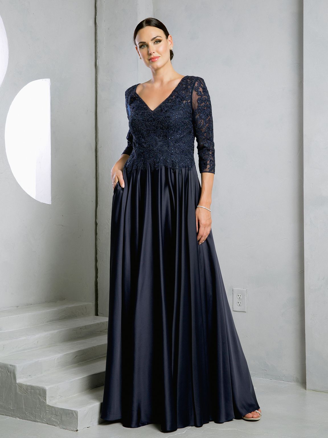 Eva Fashion 5286 Long Formal Mother of the Bride Lace Dress - Mauve / XL Eva Fashion 5286 Long Formal Mother of the Bride Lace Dress - Mauve / XL