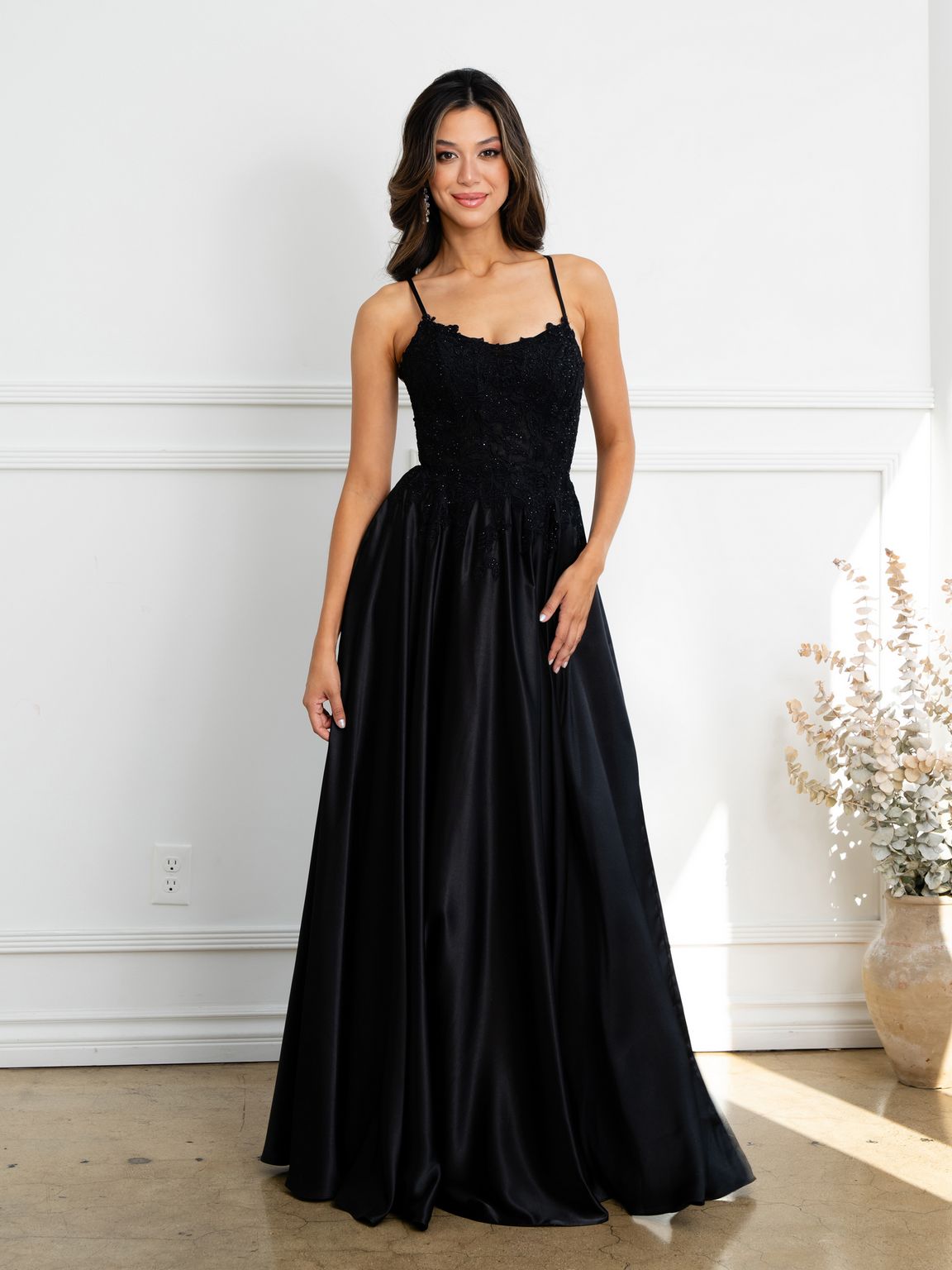 Eva Fashion 5289 A Line Long Formal Lace Applique Corset Prom Dress