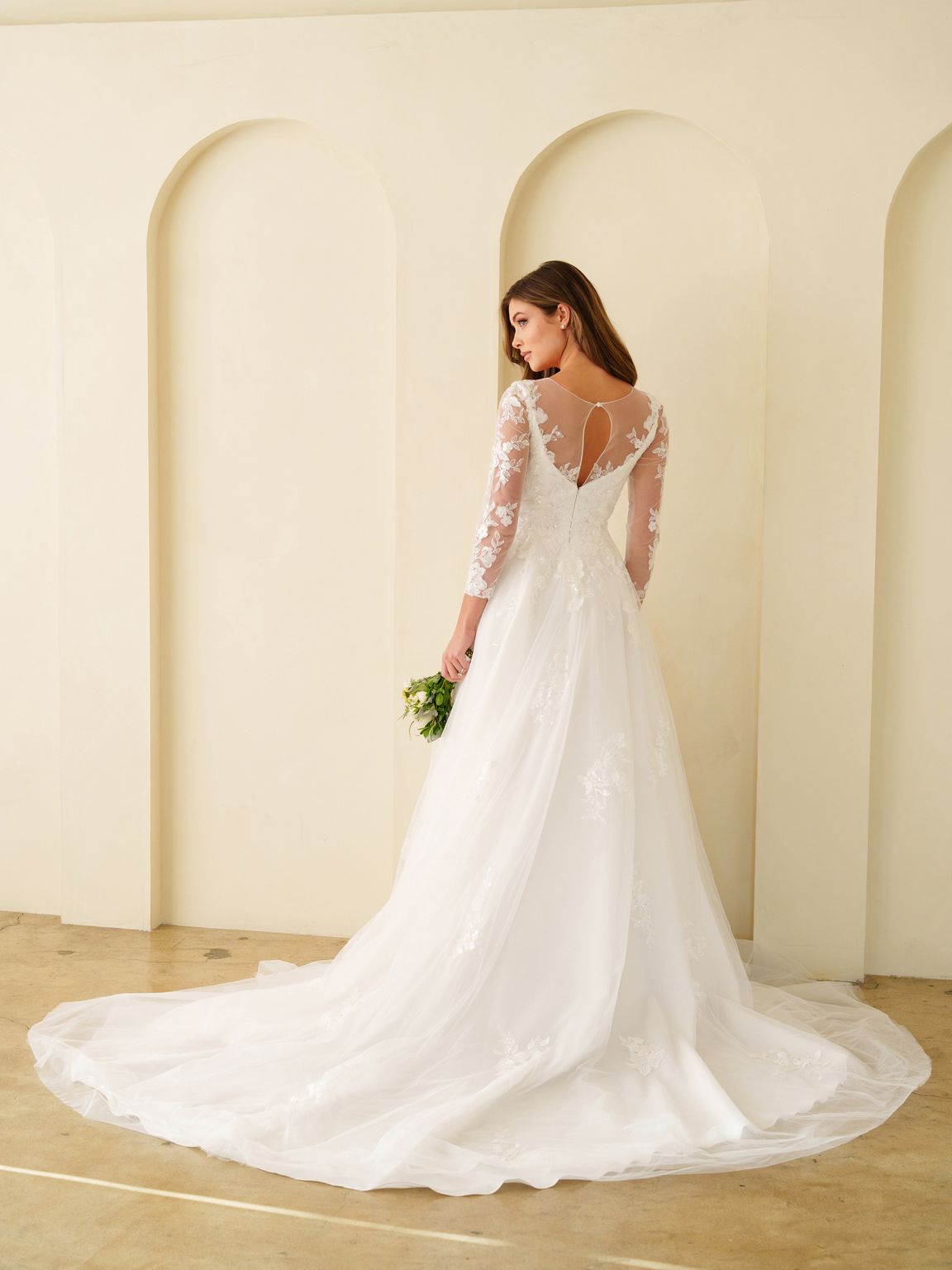 Eva Fashion 5293 A Line Long Bridal Gown Lace Wedding Dress