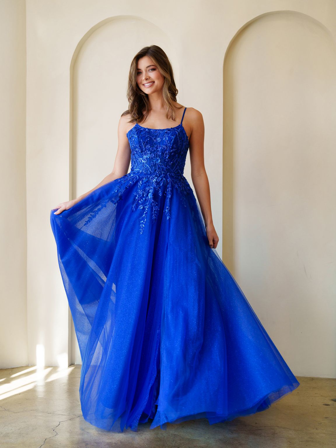 Prom Dresses Long Ball Gown Beaded Sequin Prom Dress Royal