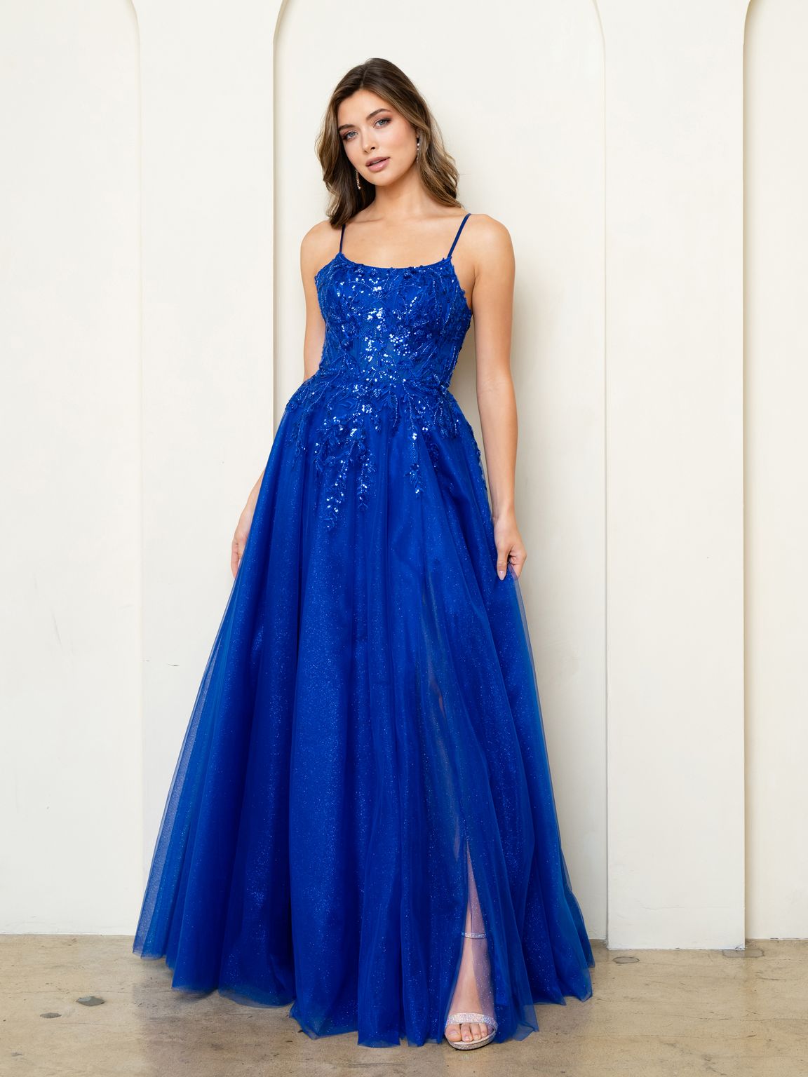 Prom Dresses Long Ball Gown Beaded Sequin Prom Dress Royal