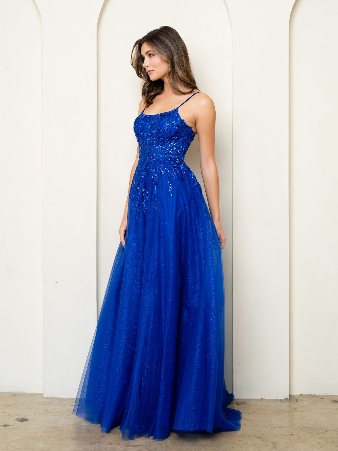 Prom Dresses Long Ball Gown Beaded Sequin Prom Dress Royal