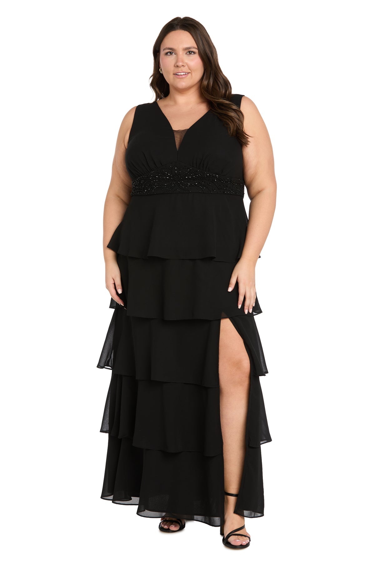 V-Neck Floor-Length Chiffon Formal A-Line R&M Richards 5296W