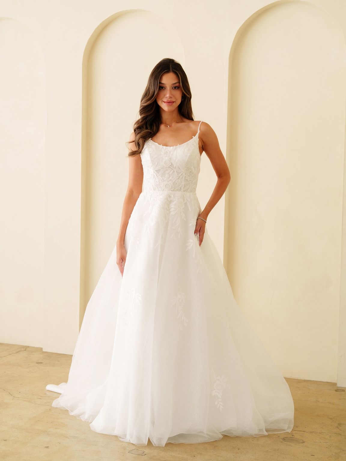 Eva Fashion 5296 Bridal Gown Long A Line Lace Wedding Dress - Off White / 2XL Eva Fashion 5296 Bridal Gown Long A Line Lace Wedding Dress - Off White / 2XL
