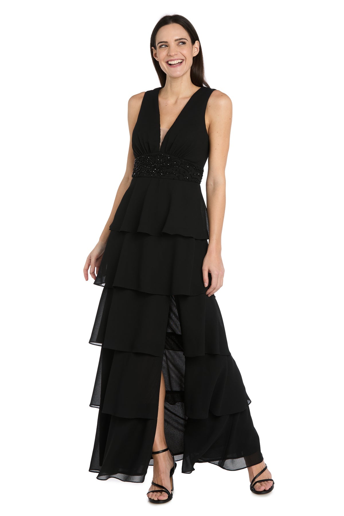 V-Neck Floor-Length Chiffon Formal A-Line R&M Richards 5296