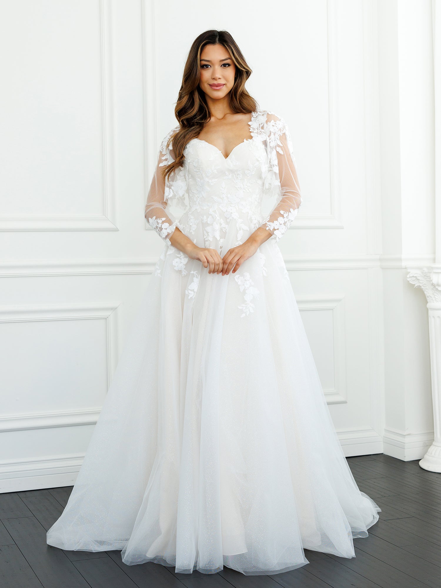Eva Fashion 5300 Long Floral Lace A Line Wedding Dress