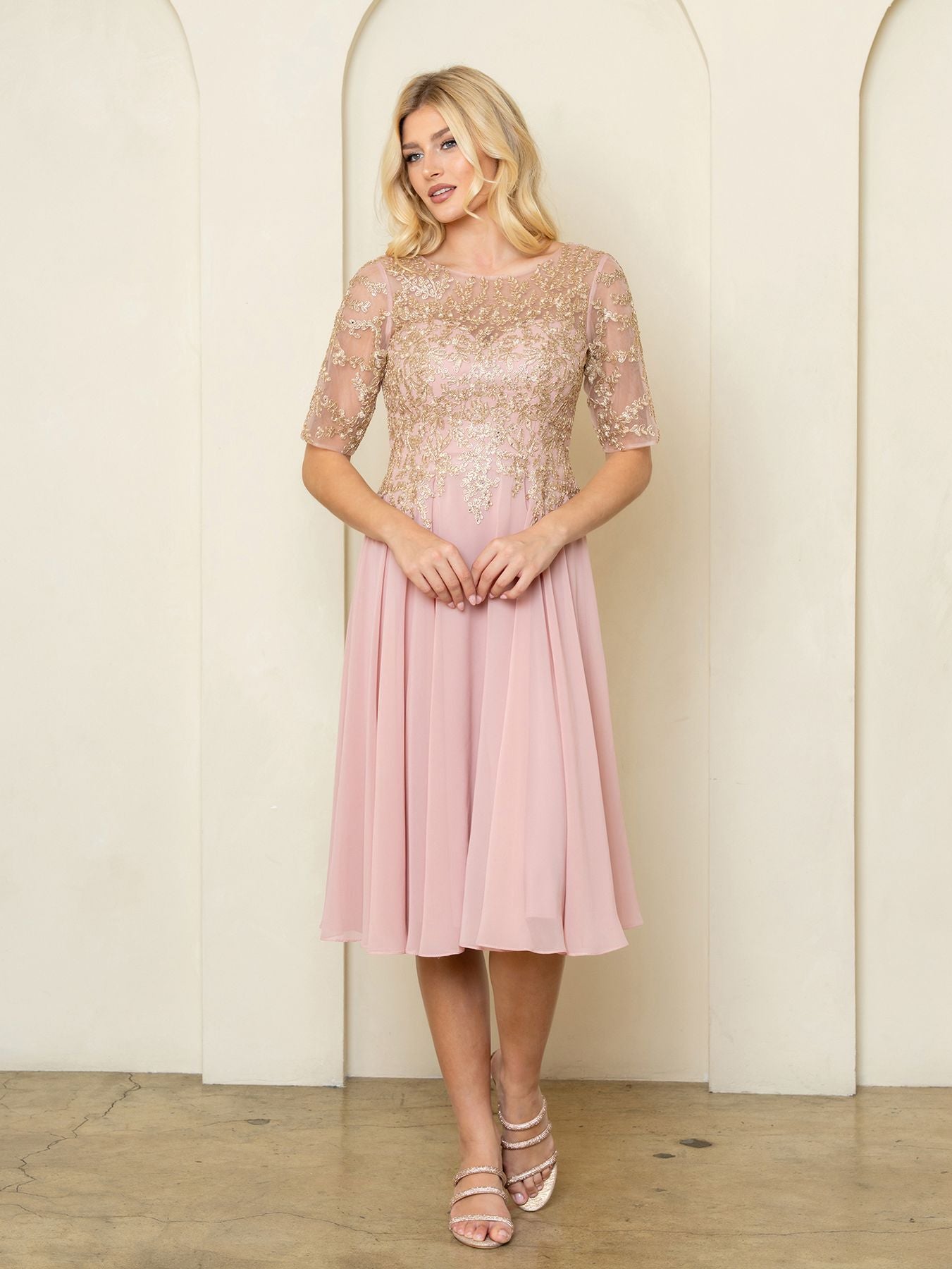 Cocktail Dresses Short A Line Pleated Lace Cocktail Dress Eva Fashion 5304 Dusty Rose