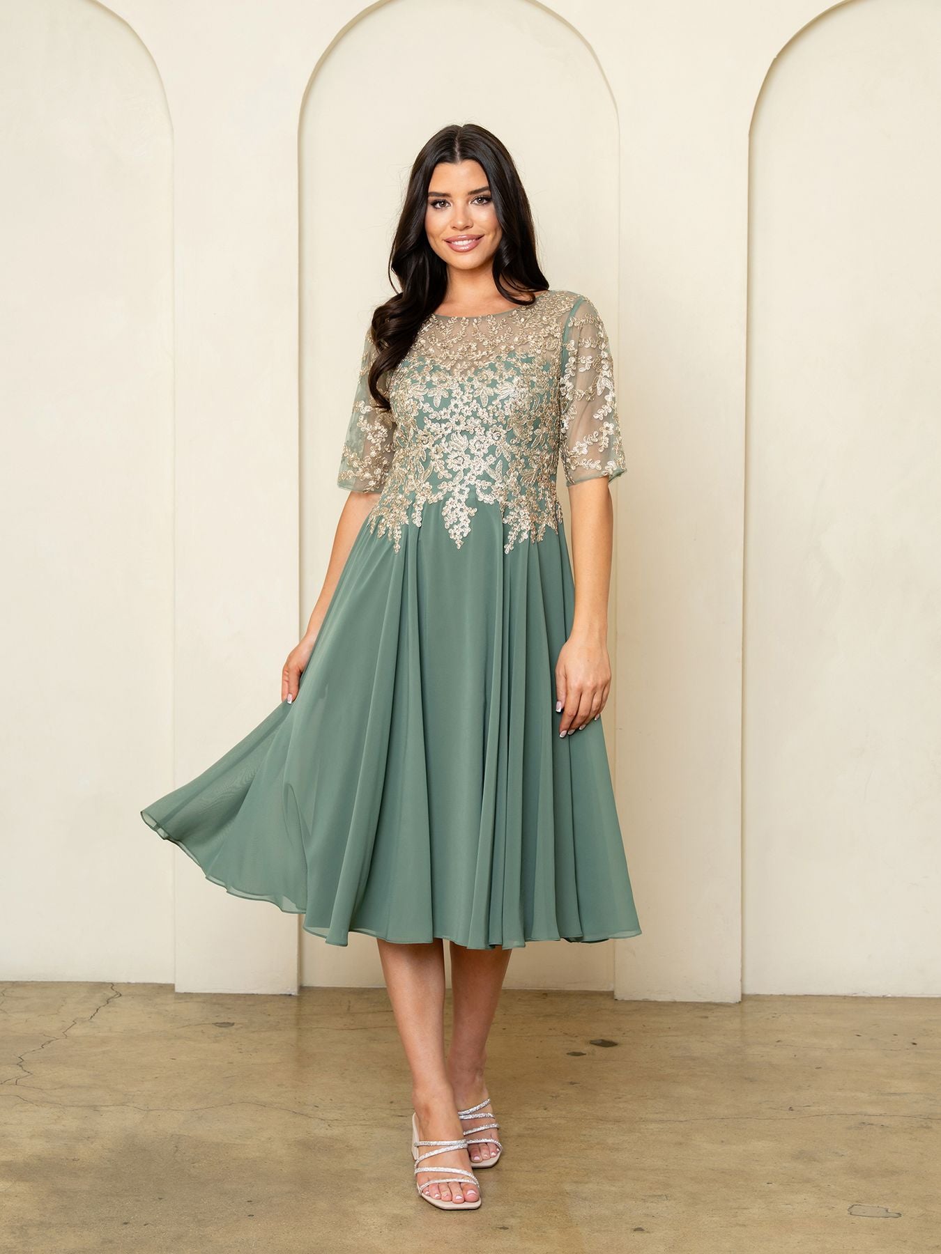 Cocktail Dresses Short A Line Pleated Lace Cocktail Dress Eva Fashion 5304 Eucalyptus
