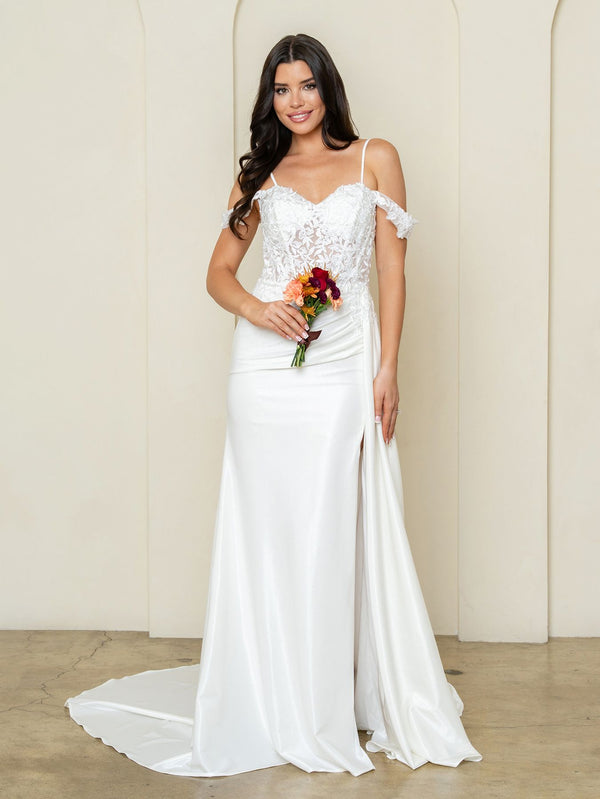Fitted Long Corset Lace Bridal Wedding Dress Eva Fashion 5308