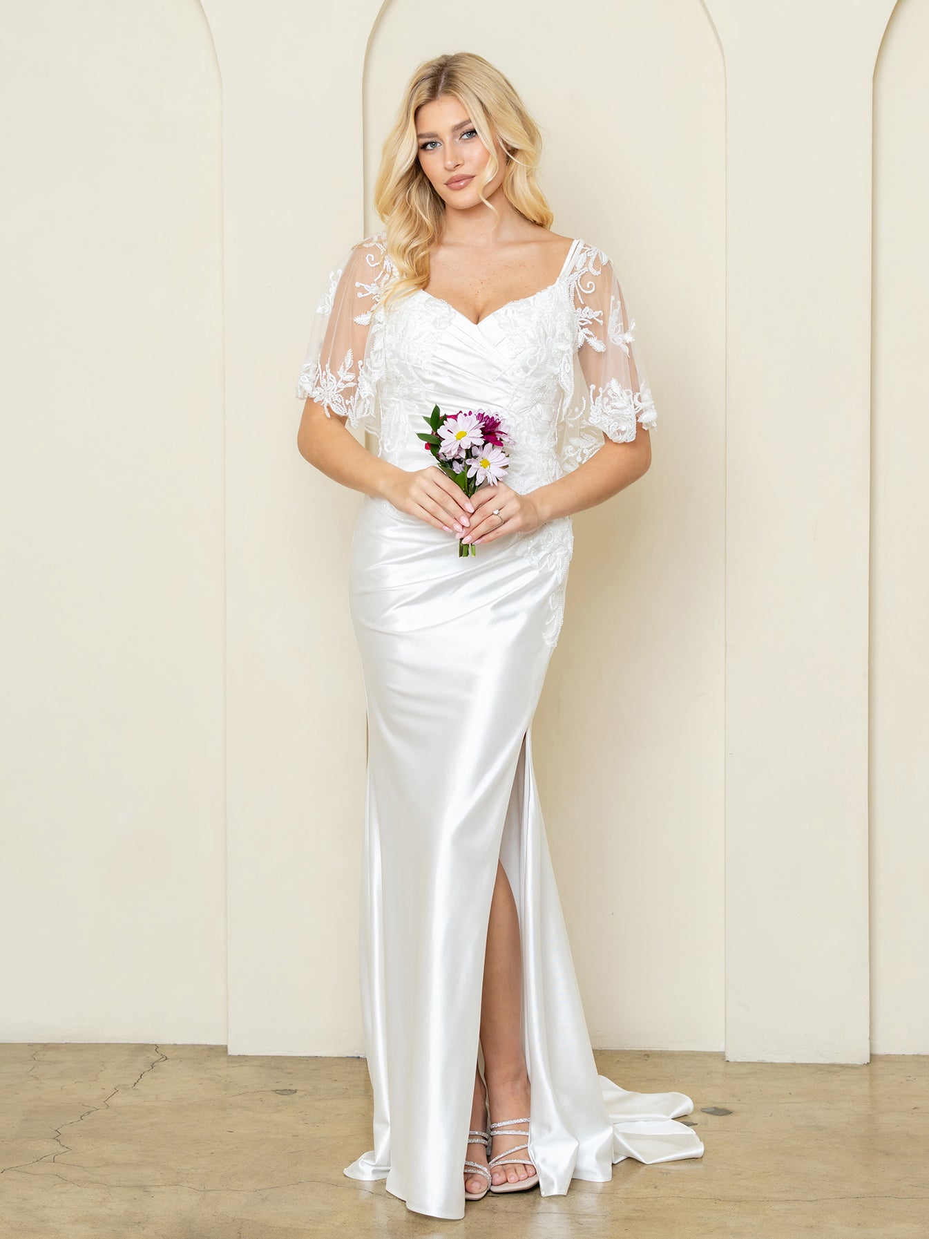 Sweetheart Floor-Length Satin Wedding Dress Sheath/Column Eva Fashion 5309W