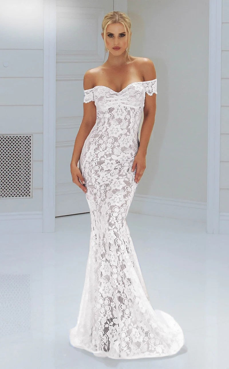 Wedding Dresses Long Bridal Lace Wedding Simple Dress White