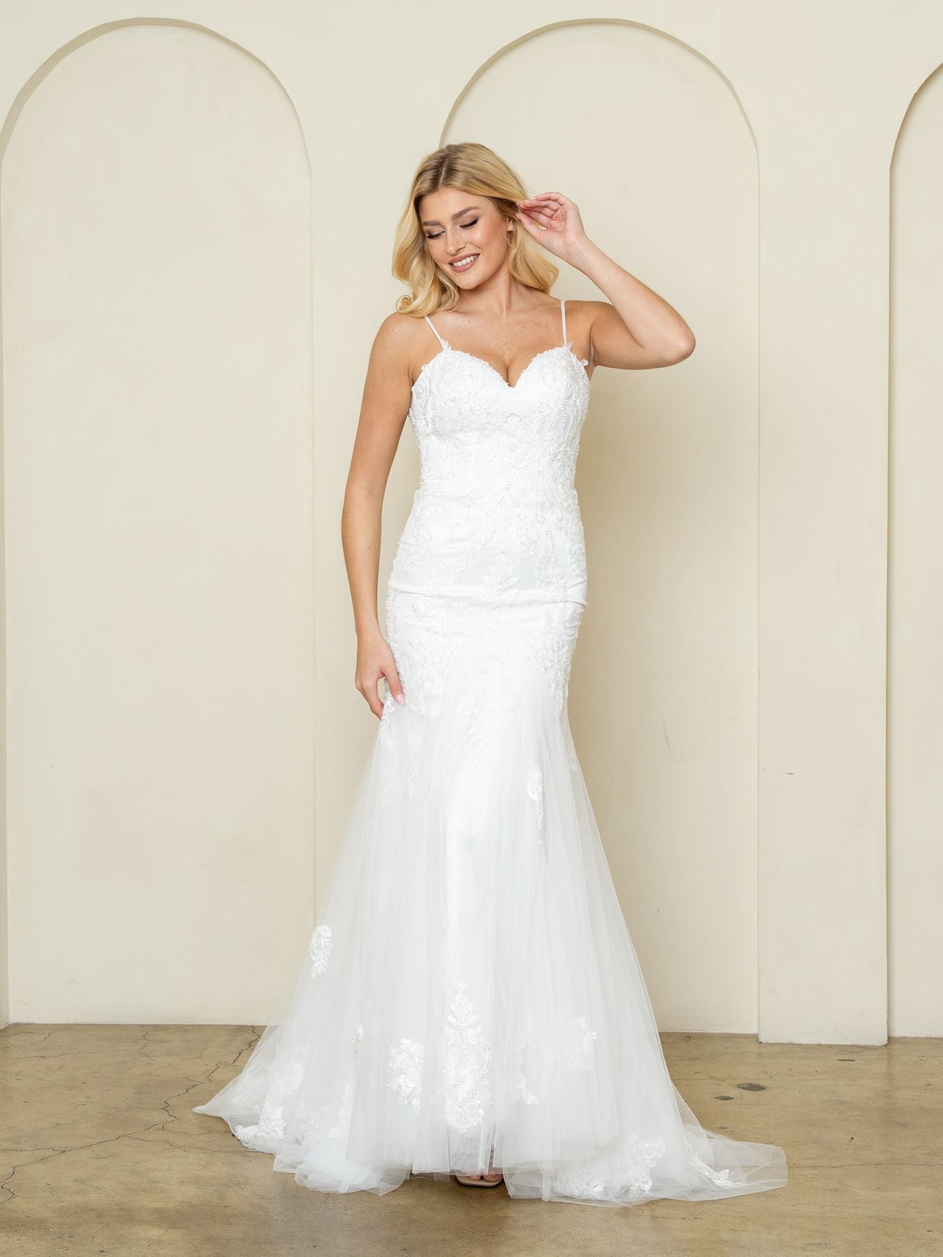 Sweetheart Floor-Length Lace Wedding Sheath Eva Fashion 5311
