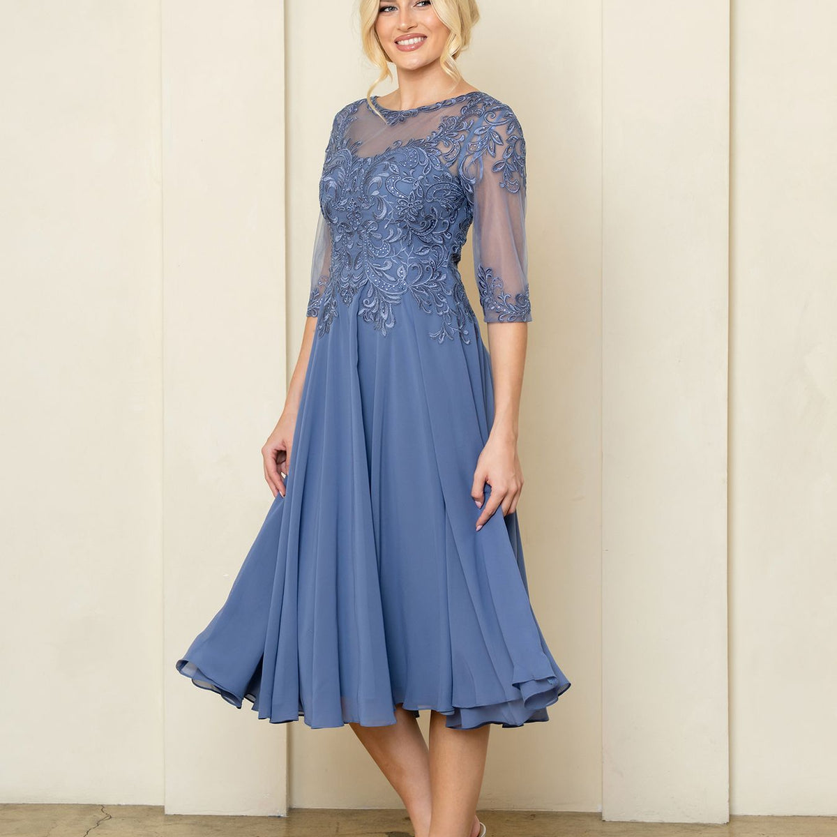 midi cocktail dresses for weddings Polina Ivanova Atelier | Maya Telfa™ Ouchless 3 X Color:Robin Blue royal blue girl dress Wear the Kos Couture