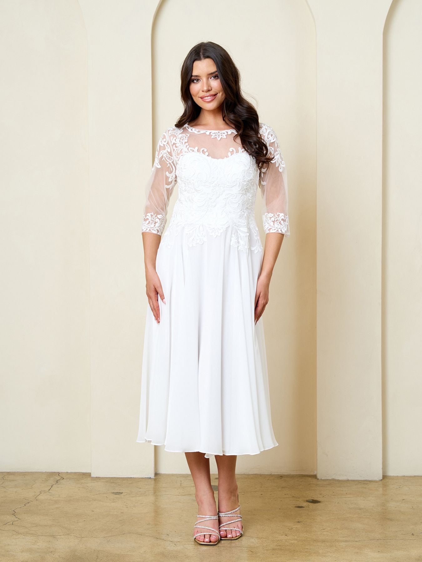 tea length women's white short wedding dress Tea Length A Line Short Wedding Dress Eva Fashion 5312