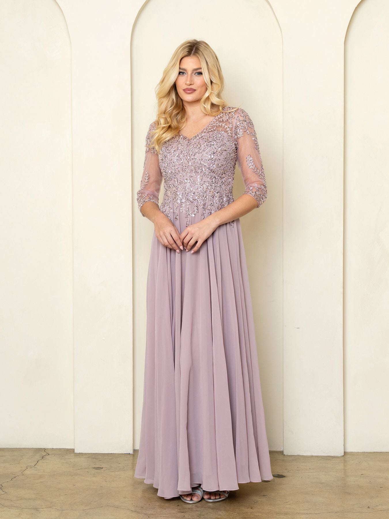 Mother of the Bride Dresses Long Formal Beaded Mother of the Bride Dress Eva Fashion 5314 Mocha