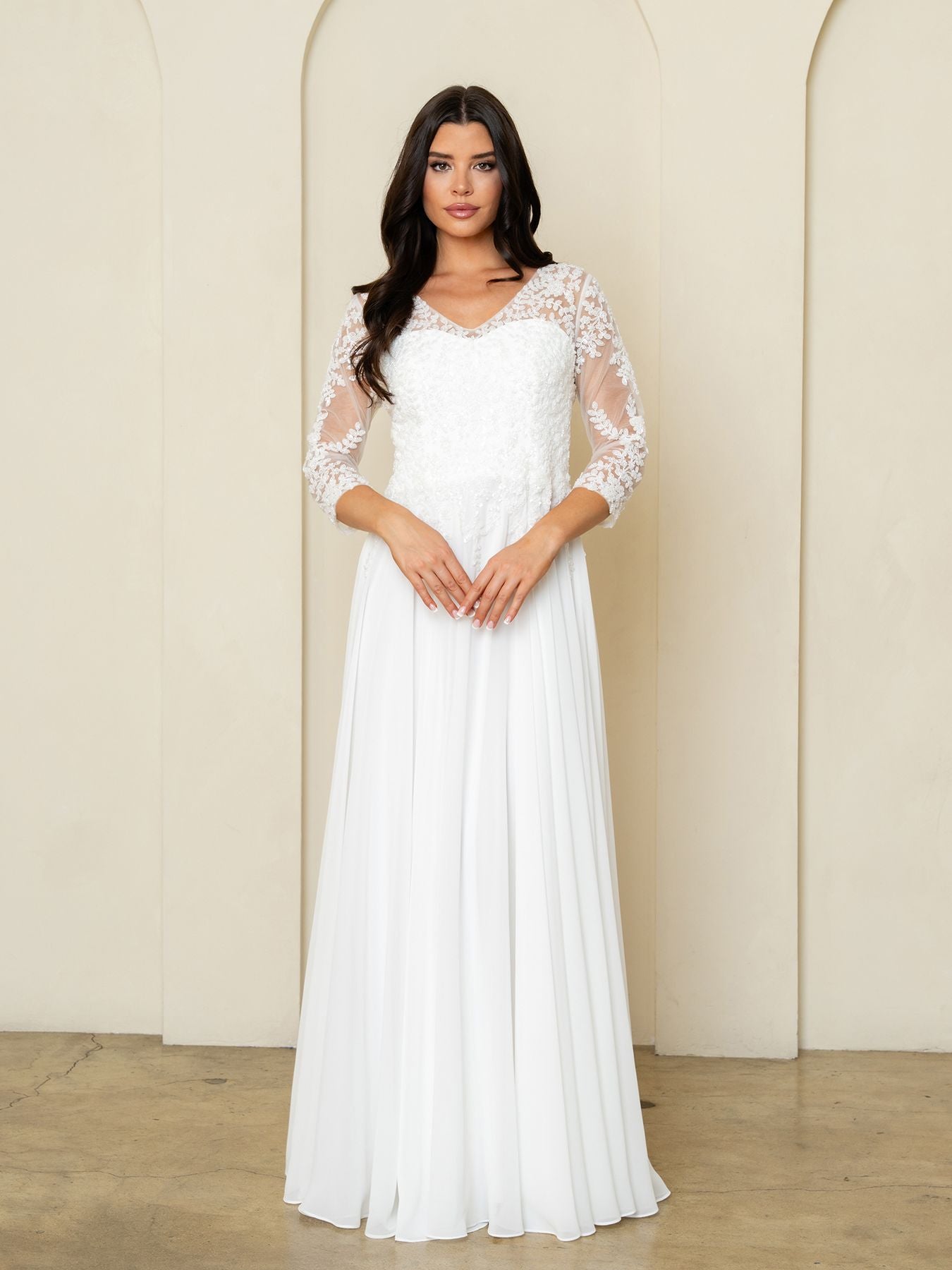 Wedding Dresses Long Bridal Beaded Wedding Dress Eva Fashion 5314 Off White