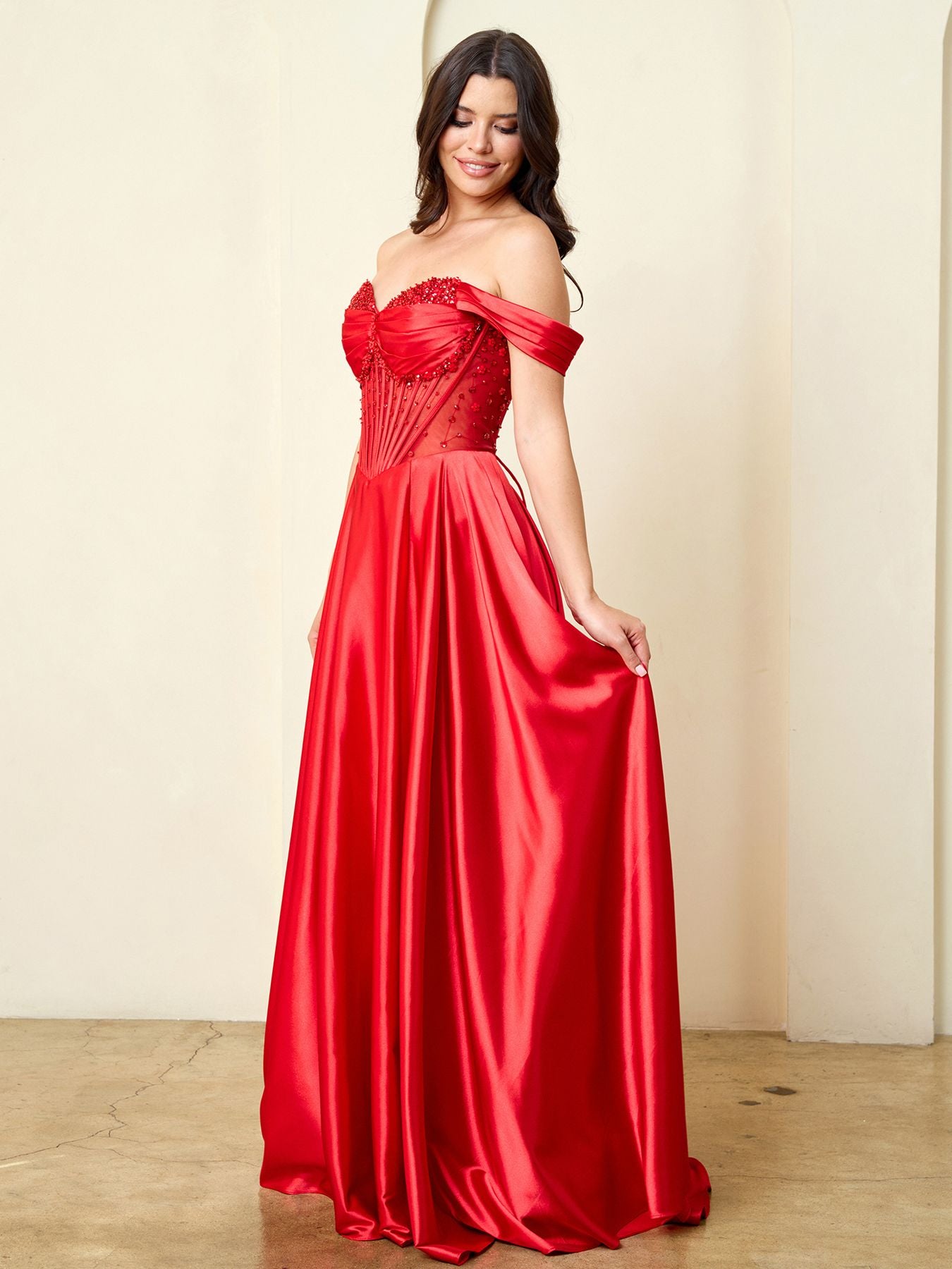 Long Corset A Line Formal Beaded Prom Dress Eva Fashion 5315