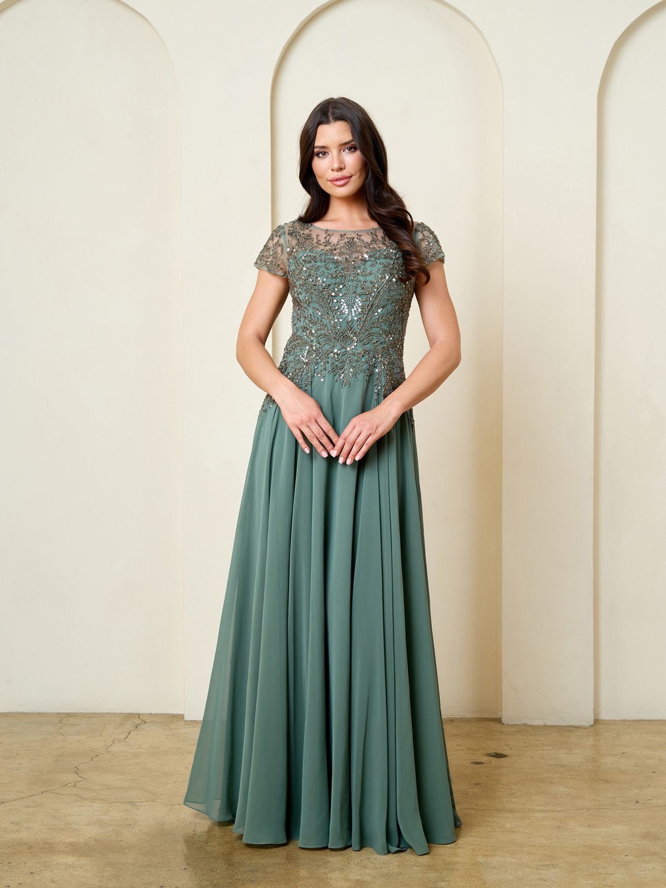 Mother of the Bride Dresses A Line Formal Long Beaded Mother of the Bride Dress Eva Fashion 5316 Eucalyptus