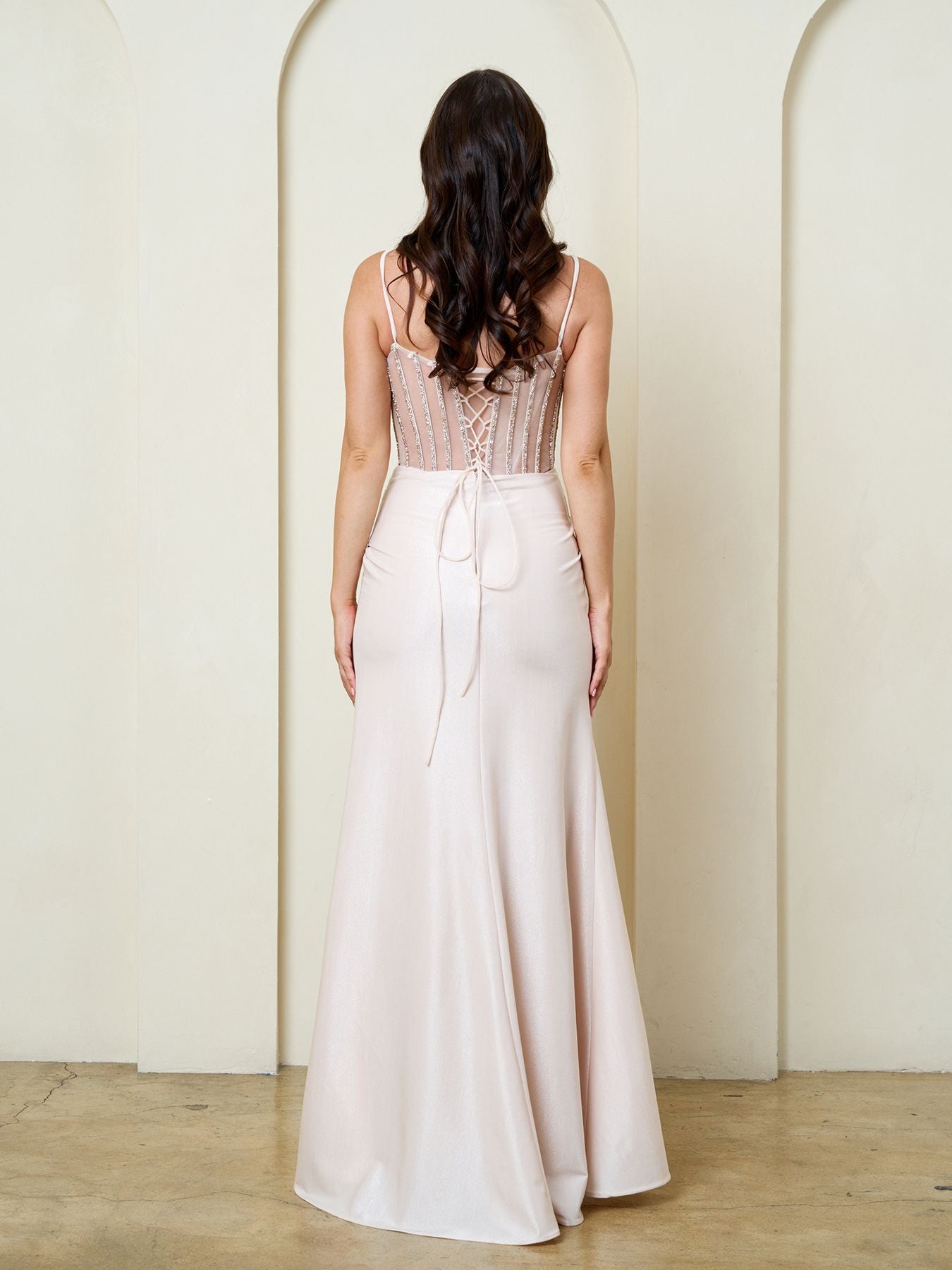 Sweetheart Long Velvet Prom Dress by Eva Fashion 5318 in Taupe