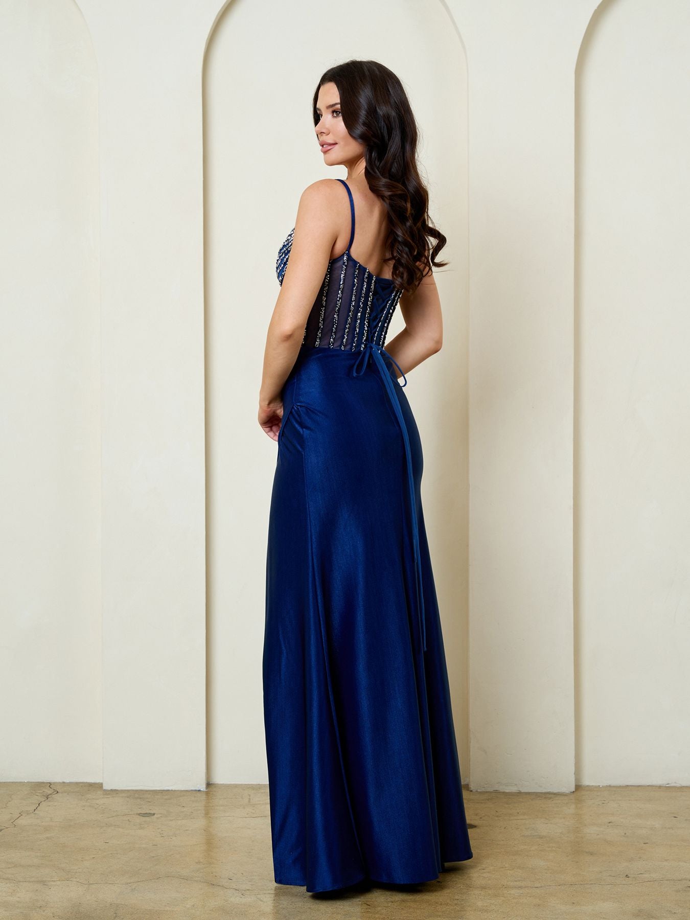 Sweetheart Long Velvet Prom Dress by Eva Fashion 5318 in Navy
