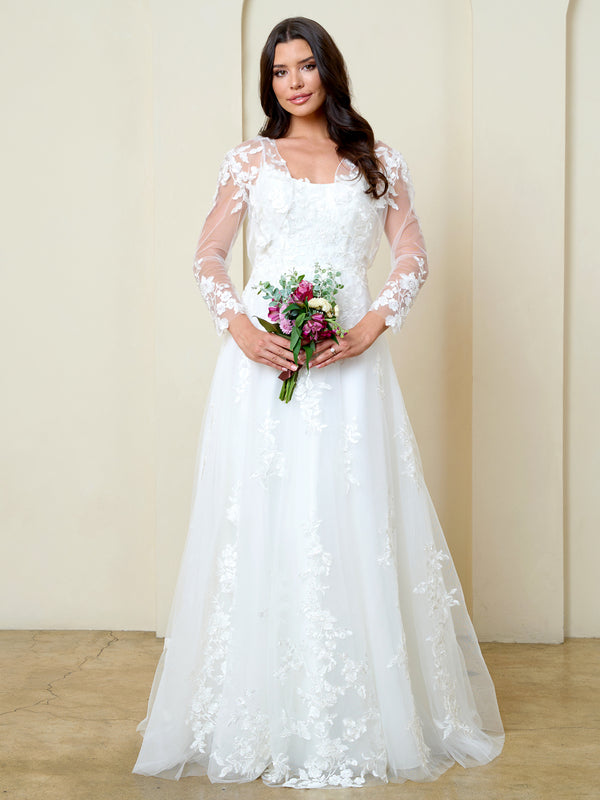 Spaghetti Strap Long Lace Wedding Dress by Eva Fashion 5320
