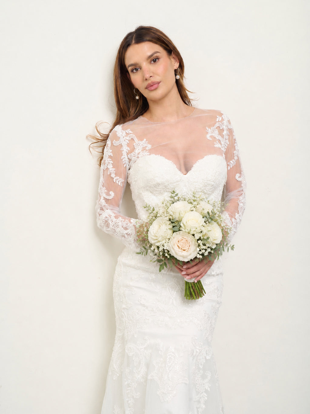 Illusion Floor-Length with Train Lace Wedding Dress Mermaid/Trumpet Eva Fashion 5321