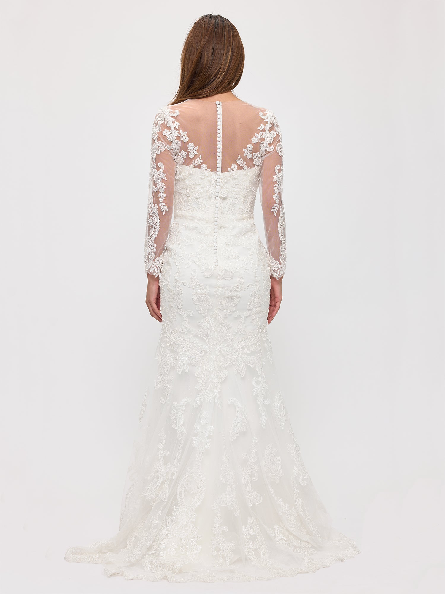 Illusion Floor-Length with Train Lace Wedding Dress Mermaid/Trumpet Eva Fashion 5321