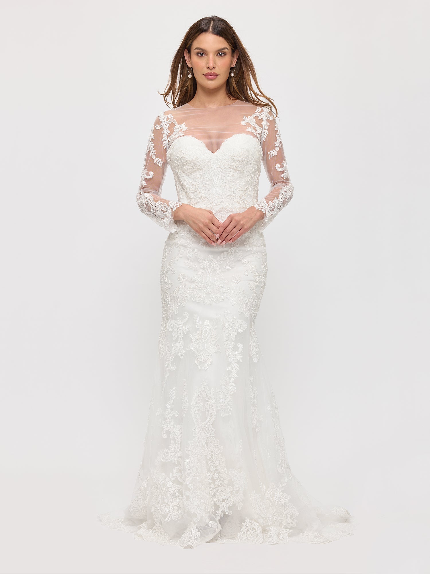 Illusion Floor-Length with Train Lace Wedding Dress Mermaid/Trumpet Eva Fashion 5321
