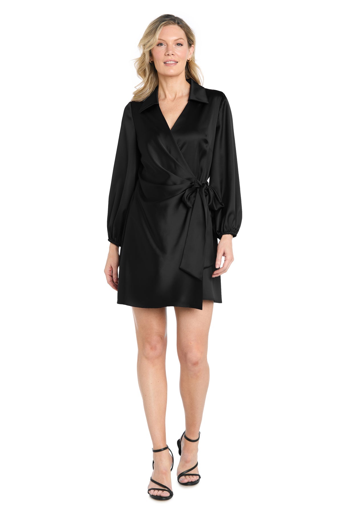 V-Neck Mini/Short Satin Formal Sheath/Column R&M Richards 5341