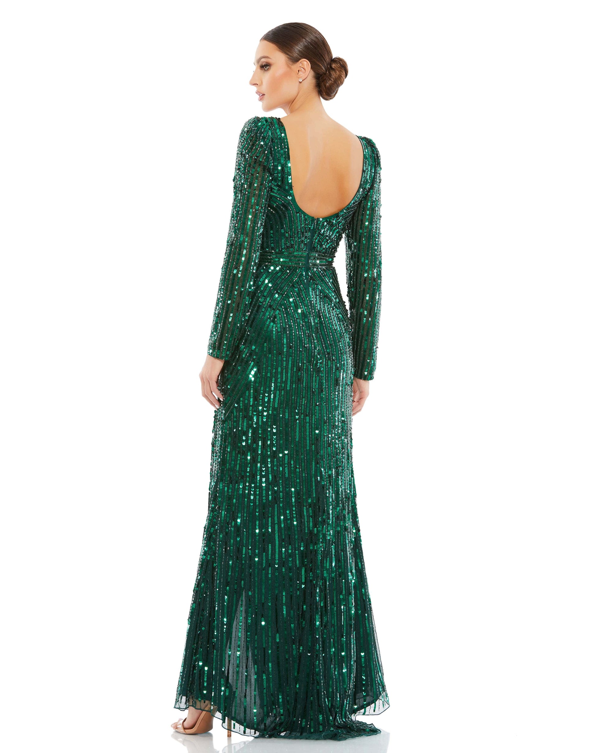 Mac Duggal 5379 Long Sleeve Sequin Prom Formal Dress