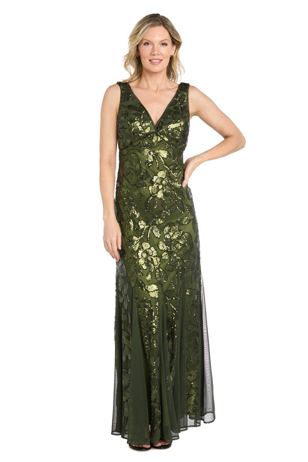 V-Neck Floor-Length Sequin Formal Sheath R&M Richards 5389