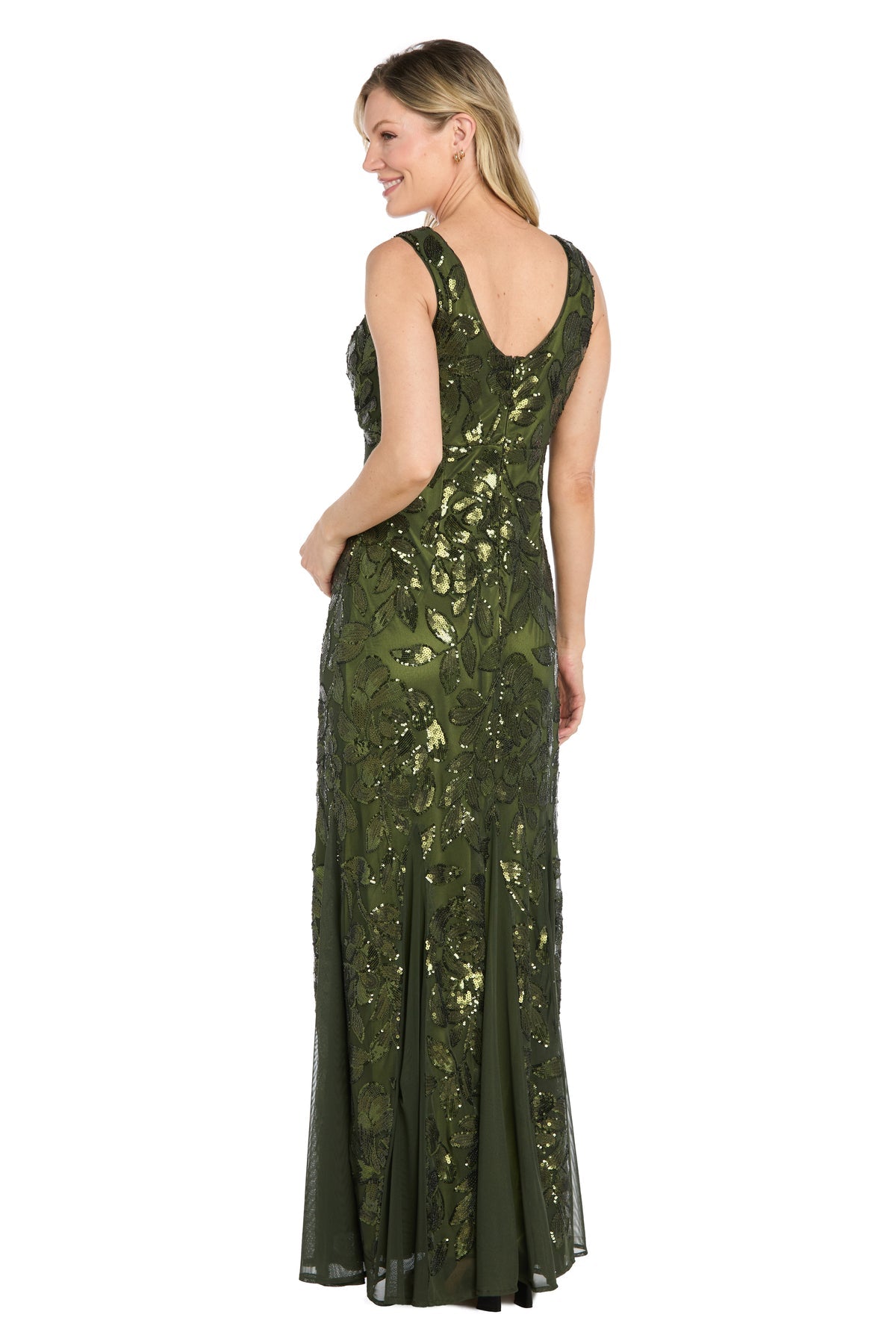 V-Neck Floor-Length Sequin Formal Sheath R&M Richards 5389
