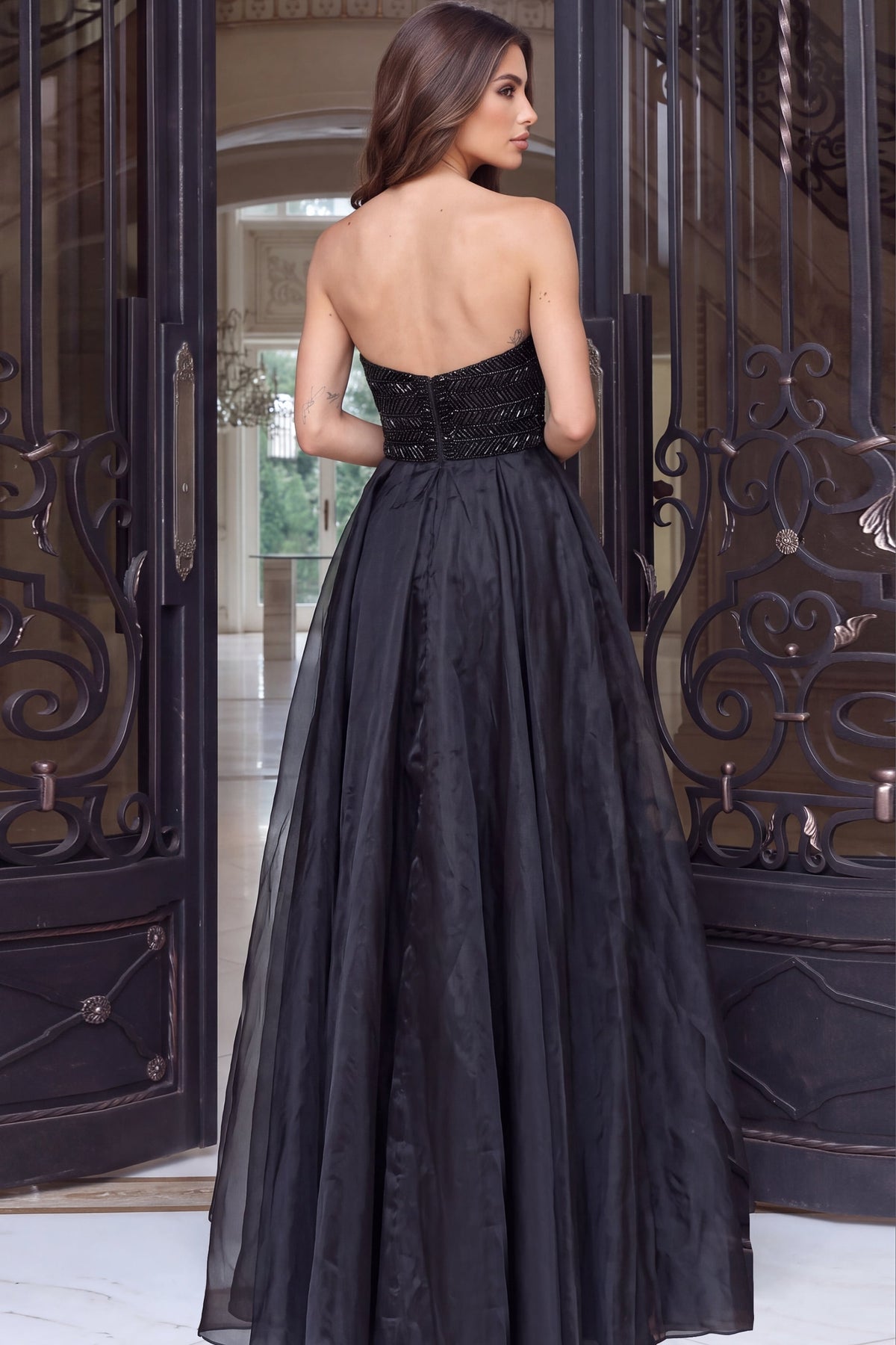 Strapless Curved Neck Floor-Length Sequin Formal Mermaid Jovani 53927