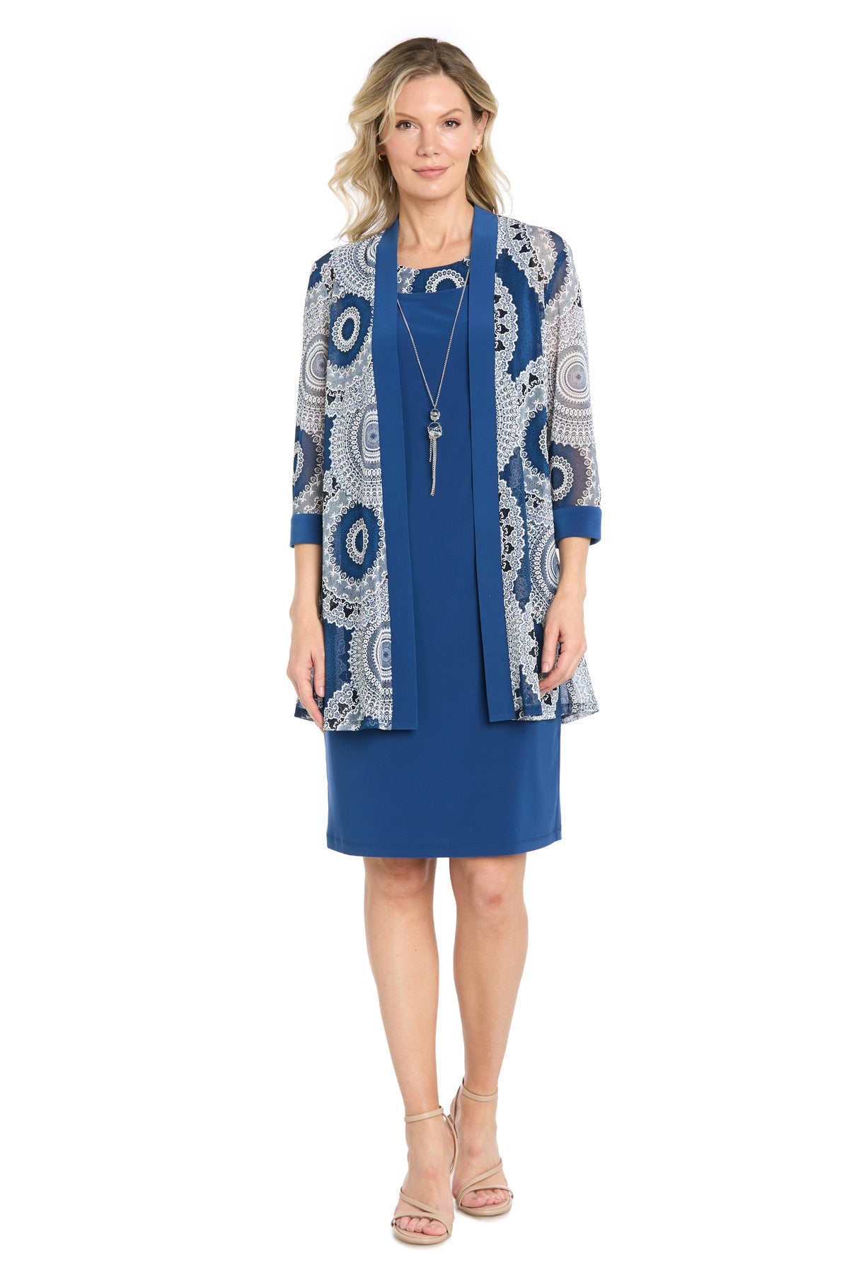 Jewel Knee-Length Jersey Evening Sheath R&M Richards 5397