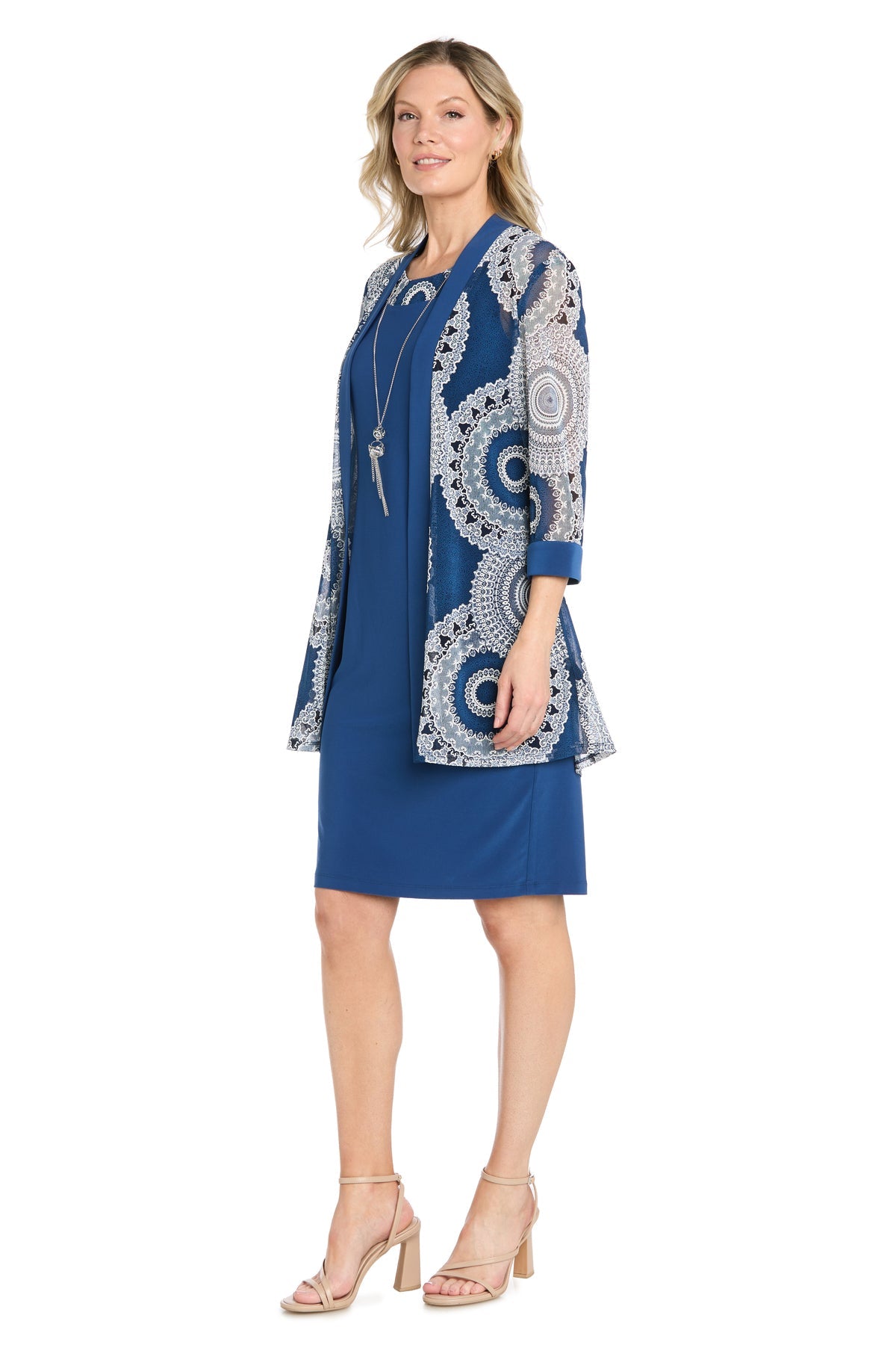 Jewel Knee-Length Jersey Evening Sheath R&M Richards 5397