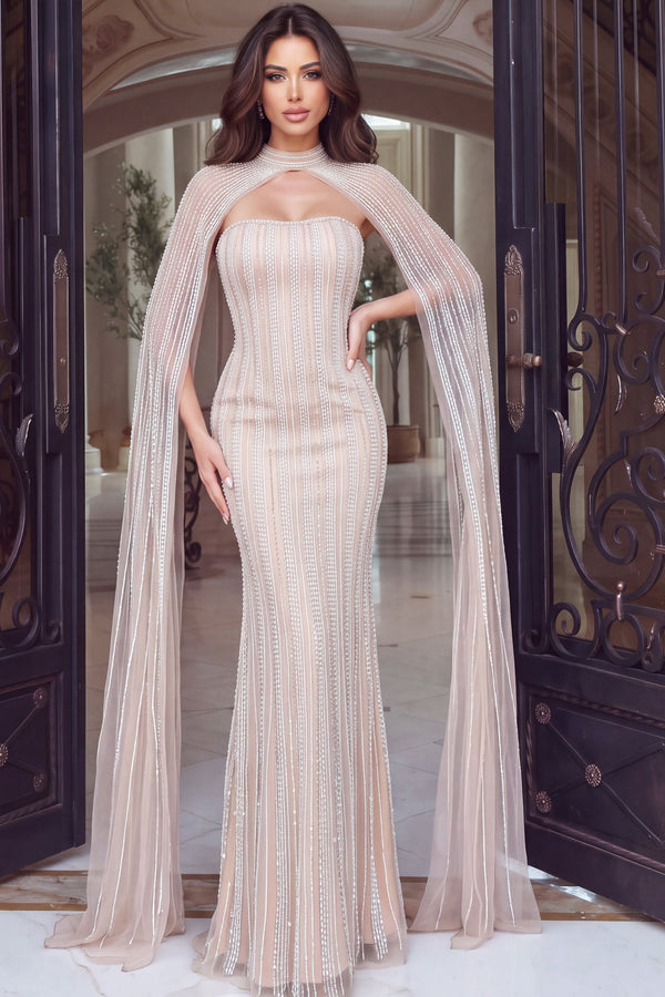 Strapless Curved Neck Floor-Length Sequin Formal Mermaid Jovani 54079