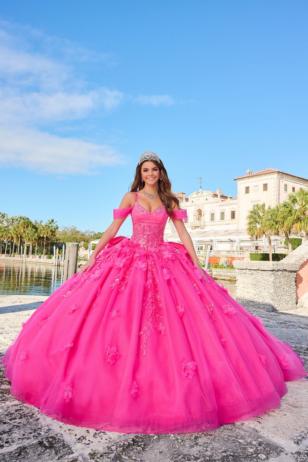 Quinceniera Dresses Long Sequin Ball Gown Quinceanera Dress Hot Pink